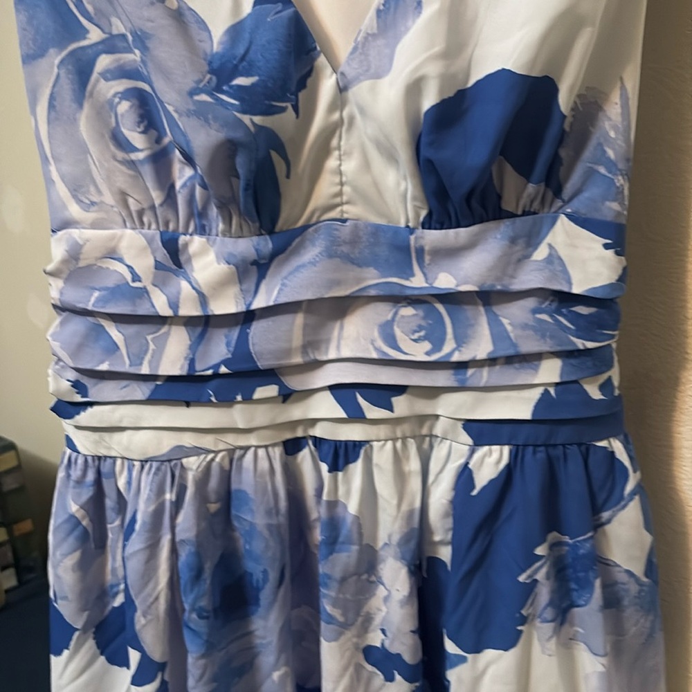 eShakti women's flower dress custom size 6 smocked waist pockets sleeveless - Picture 3 of 8